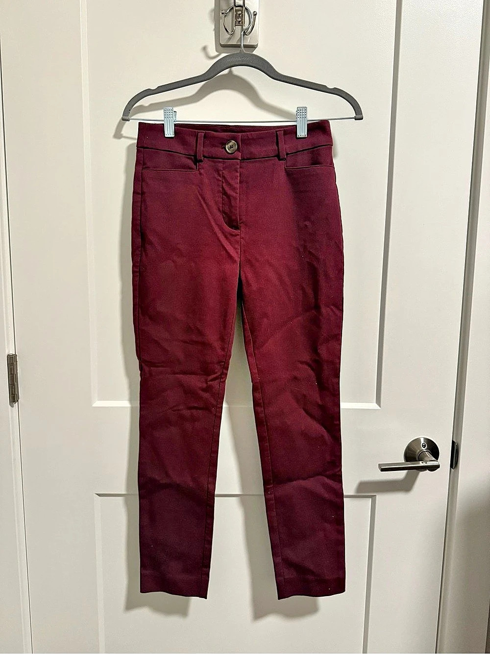 LOFT The Sutton Skinny Pants in Burgundy